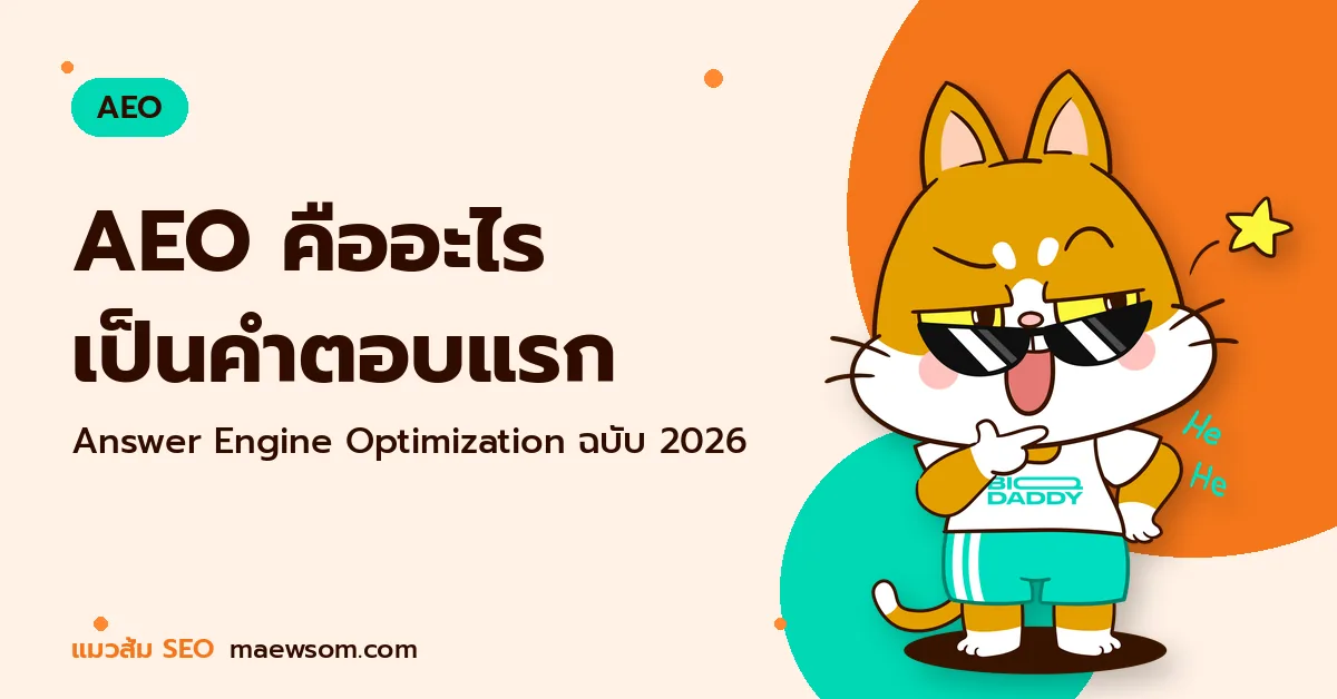 AEO คืออะไร Answer Engine Optimization ทำให้เว็บเป็นคำตอบแรกที่คนเห็น AEO คืออะไร เป็นคำตอบแรก - แมวส้ม SEO